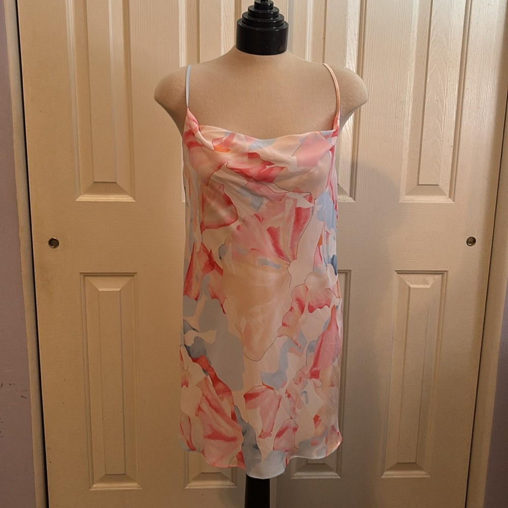 floral cowl neck slip dress